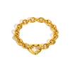 Punk Thick Chain Hollow Heart Charm Bracelets for Women, Fashion Gold Color Stainless Steel Chunk Bracelet, Jewelry for Party