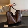 Commuter big bag women's new large-capacity tote bag women's high-end shoulder big bag brown soft leather