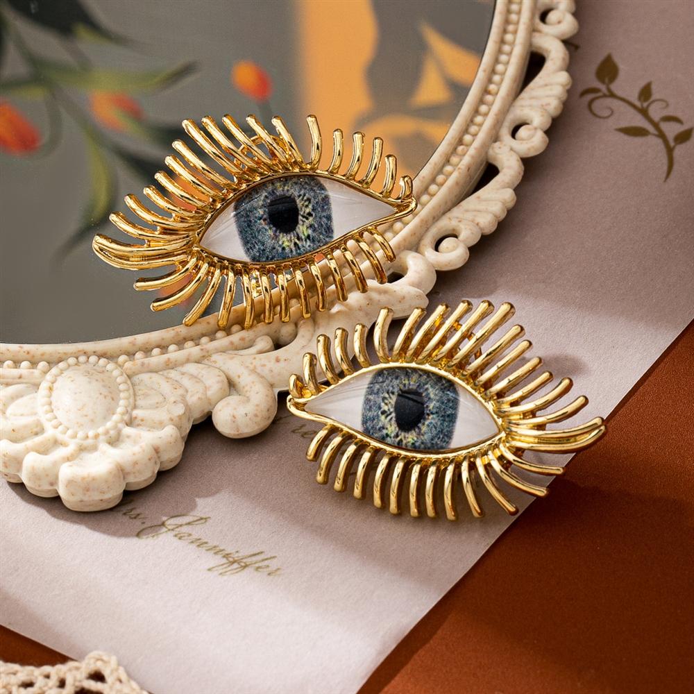 Accessori Vintage, Orecchini Ciglia Diavoletto Western, Lega Design di Alto Livello, Orecchini a Bottone Retrò