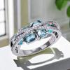 Huitan Kreuzband mit blauem Zirkonia Neue Damenringe Modedesign Weibliche Fingeraccessoires Alltagstauglicher Partyschmuck