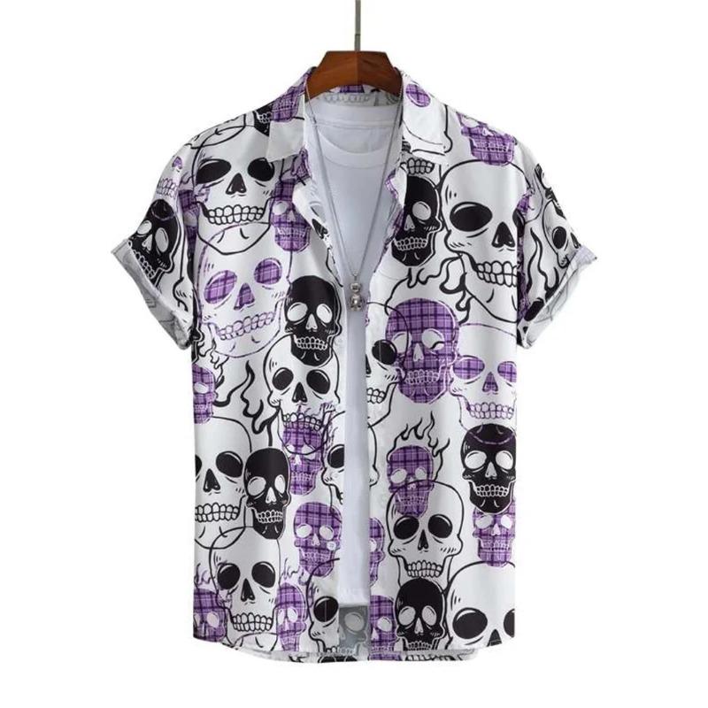 Men's shirts astronaut printed 2024 summer Hawaii short sleeved shirt Men's beach breathable tops Outdoor street men's clothing