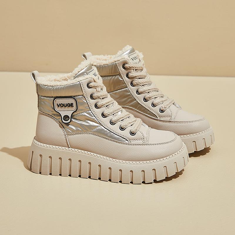 

Зимние ботинки на платформе для женщин, короткие ботинки с подкладкой из искусственного меха, кроссовки для ходьбы на шнуровке, женские удобные нескользящие теплые ботильоны из искусственной кожи 40 хаки