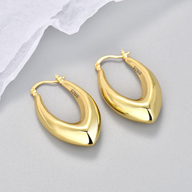 925 Sterling Silver Earrings For Women Trendy Gold Color Geometric Earring Jewelry Prevent Allergy Party Accessories Gift