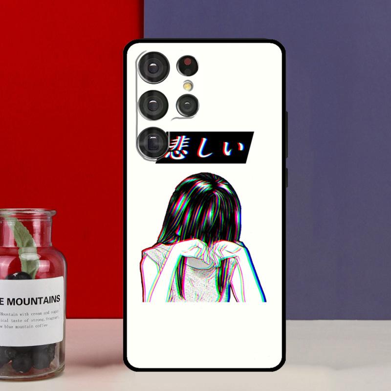 Sad Japanese Aesthetic Art Funda Case For Samsung Galaxy S25 Ultra S9 S10 S20 S22 Plus S21 FE S23 S24 Ultra Phone Cover