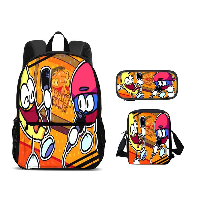 Shovelware Jeu de Cerveau Lot de 3 Pièces Sac à Dos Scolaire Enfant avec Sac à Bandoulière Trousse à Crayons Sacs Sac à Dos Mode Rucksack Enfant Meilleur Cadeau