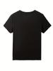 Plus Size Casual T-shirt, Women's Plus Tropical Letter Print Short Sleeve Round Neck Medium Stretch T-shirt