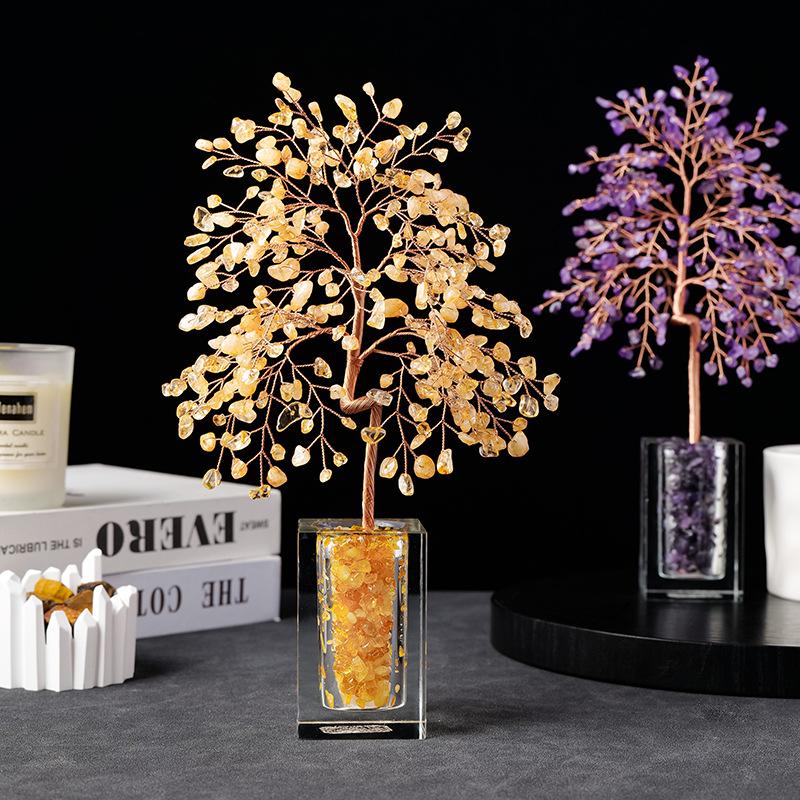Natural Crystal Money Tree of Life Feng Shui Ornament - Ideal Housewarming Gift