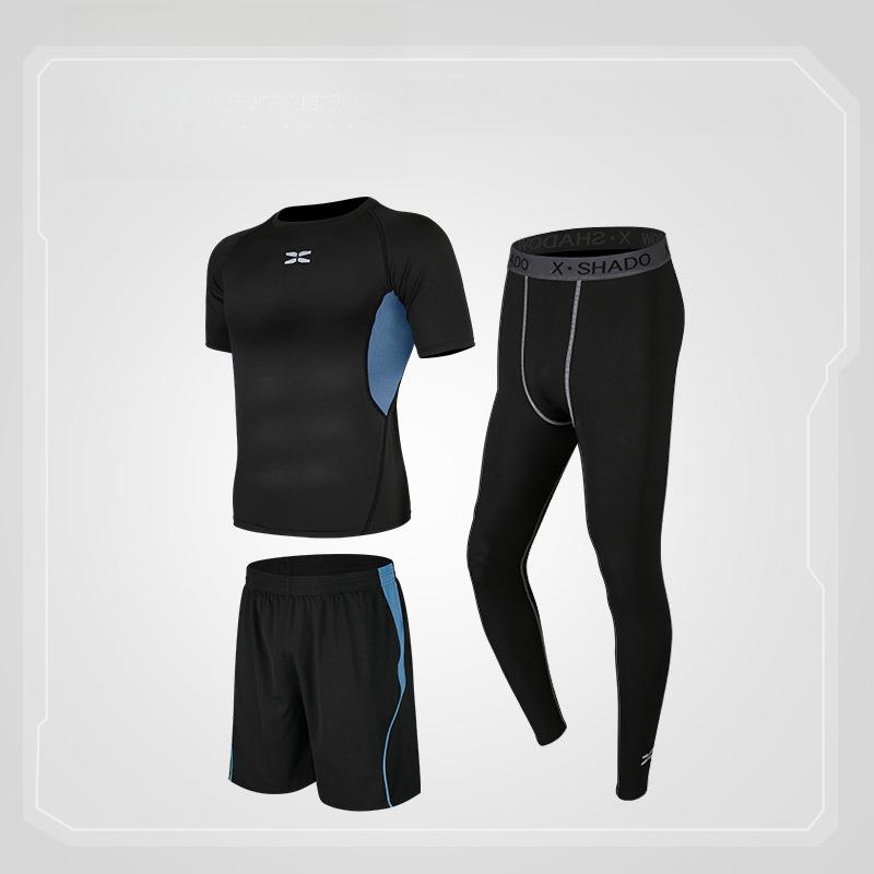 Sports Suit Men's Casual Men's Fitness Suit Tight Running Training Pants Three Piece Set