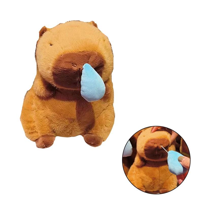 Cute Nose-picking Capybara Plush Toy Pullable And Vibrating Pendant With Cartoon Character 35cm