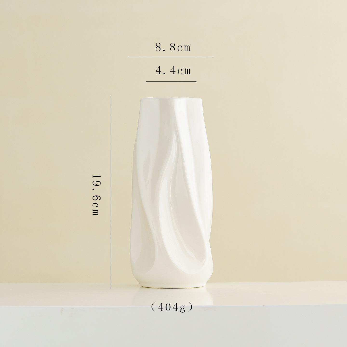 White Irregular Nordic Ceramic Vase for Dining Table and Living Room - Suitable for Fresh, Dried Flowers and Hydroponics.