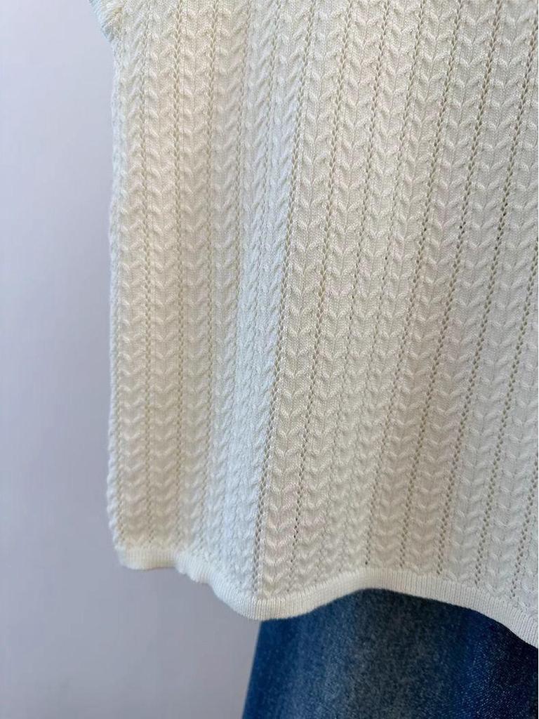 Korean Style Twist Hollow Knitted Short Sleeve Women's Spring/Summer 2025 Top