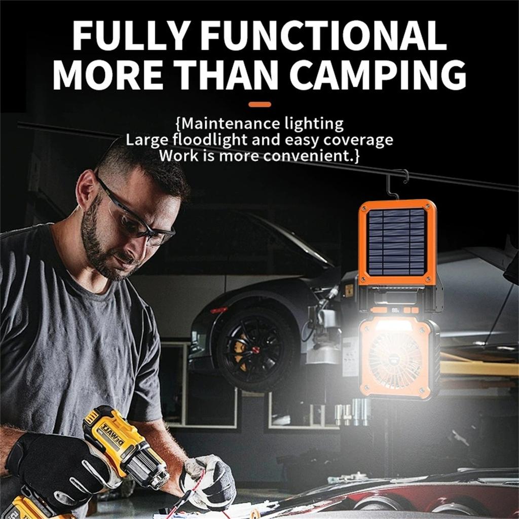 Outdoor Portable Solar Fan – Multi-Functional Folding Tent Lamp, Camping Fan &  for Hiking, Travel & Outdoor Adventures