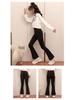 Girls' Fleece-Lined Shark Pants - High-Waisted, Slim-Fit, Flared Yoga Leggings for Autumn/Winter