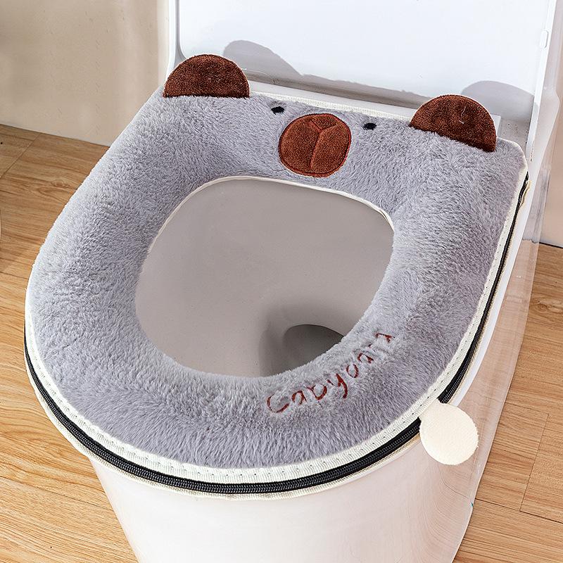 Cartoon Toilet Cover Plus Velvet Toilet Seat Cover Thickened Zipper Cartoon Toilet Mat To Protect Pregnant Women Confin