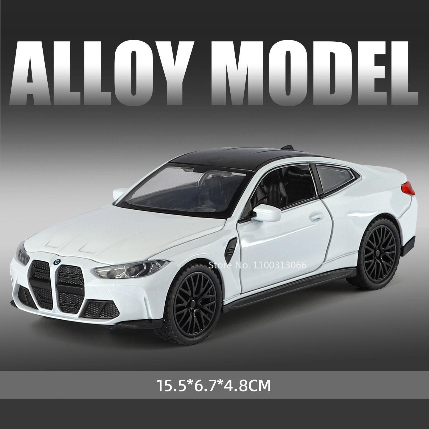 

1:32 Scale M4 Cars Miniature Models Alloy Diecast Toys with Light Sound Pull Back Vehicles 4 Doors Opened Car Kids Xmas Gifts