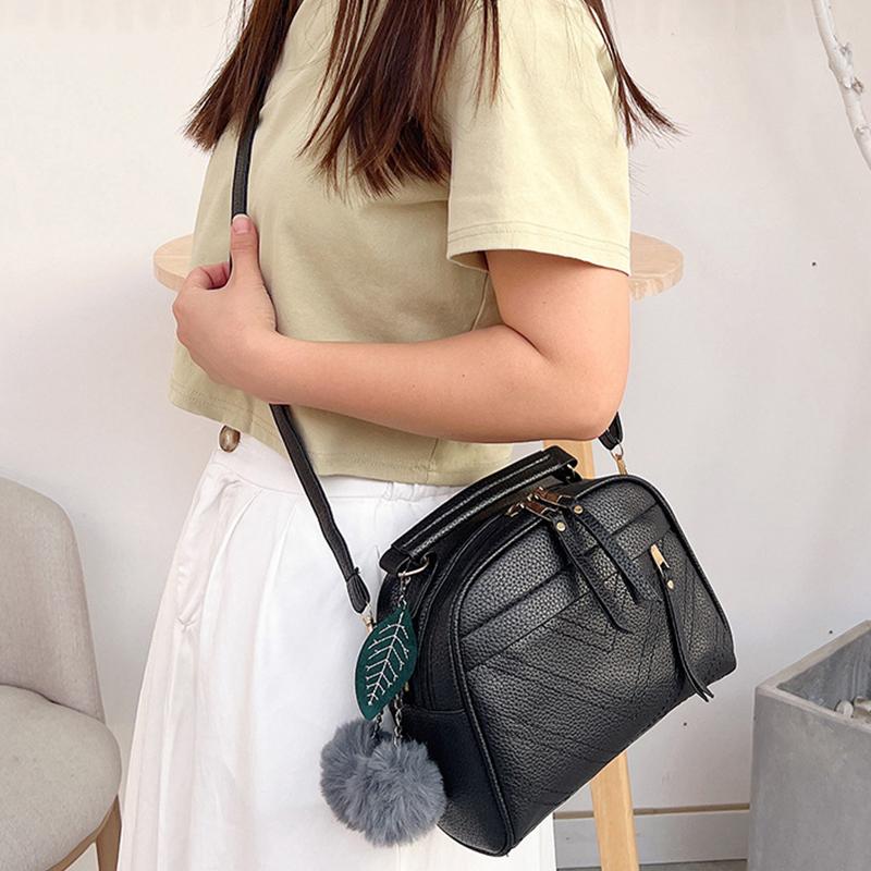 Handbag For Women Girl Fashion Messenger Bags With Ball Toy Bolsa Female Shoulder Bag Pu Leather Ladies Party Crossbody Bag
