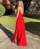 2023 Spring/Summer Backless Spaghetti Strap U-Neck Off-Shoulder Wavy Bodycon Side Slit Maxi Dress