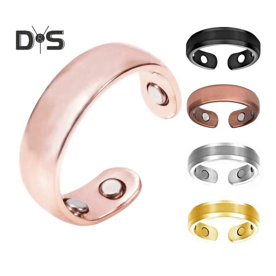 Lady Magnetic Ring Adjustable Opening Design Polished Smooth Electroplated Alloy Simple Style Finger Jewelry for Party Daily Life Date