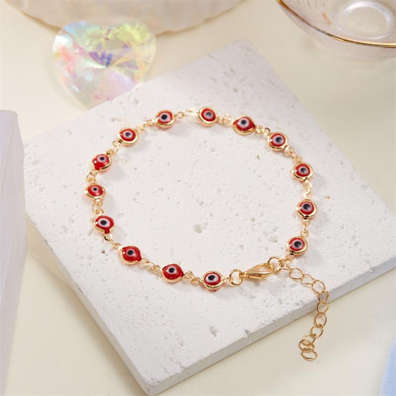 Bohemian Lucky Turkey Evil Eye Anklets for Women Colorful Red Blue Eye Metal Chain Ankle Bracelet Summer Beach Foot Leg Jewelry