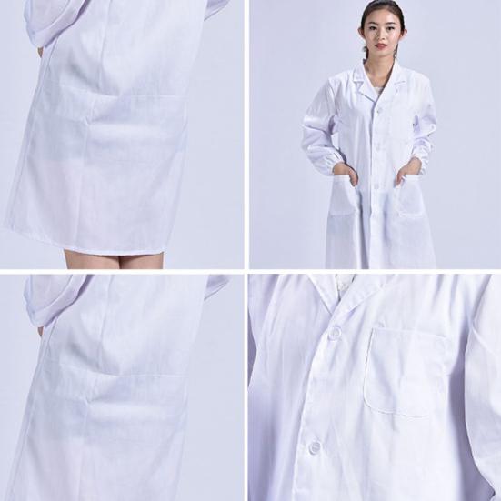 Damen Herren Langarm Knöpfe Mehrere Taschen Laboruniform Mantel Arbeitskleidung