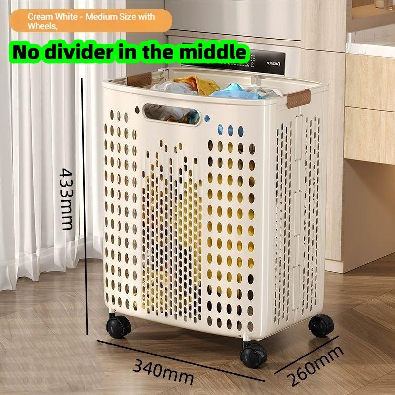 

1 Piece, Available in Two Colors, Foldable Laundry Basket for Home Bathroom, Large Capacity with Wheels, Simple Design for Storing Dirty Clothes i