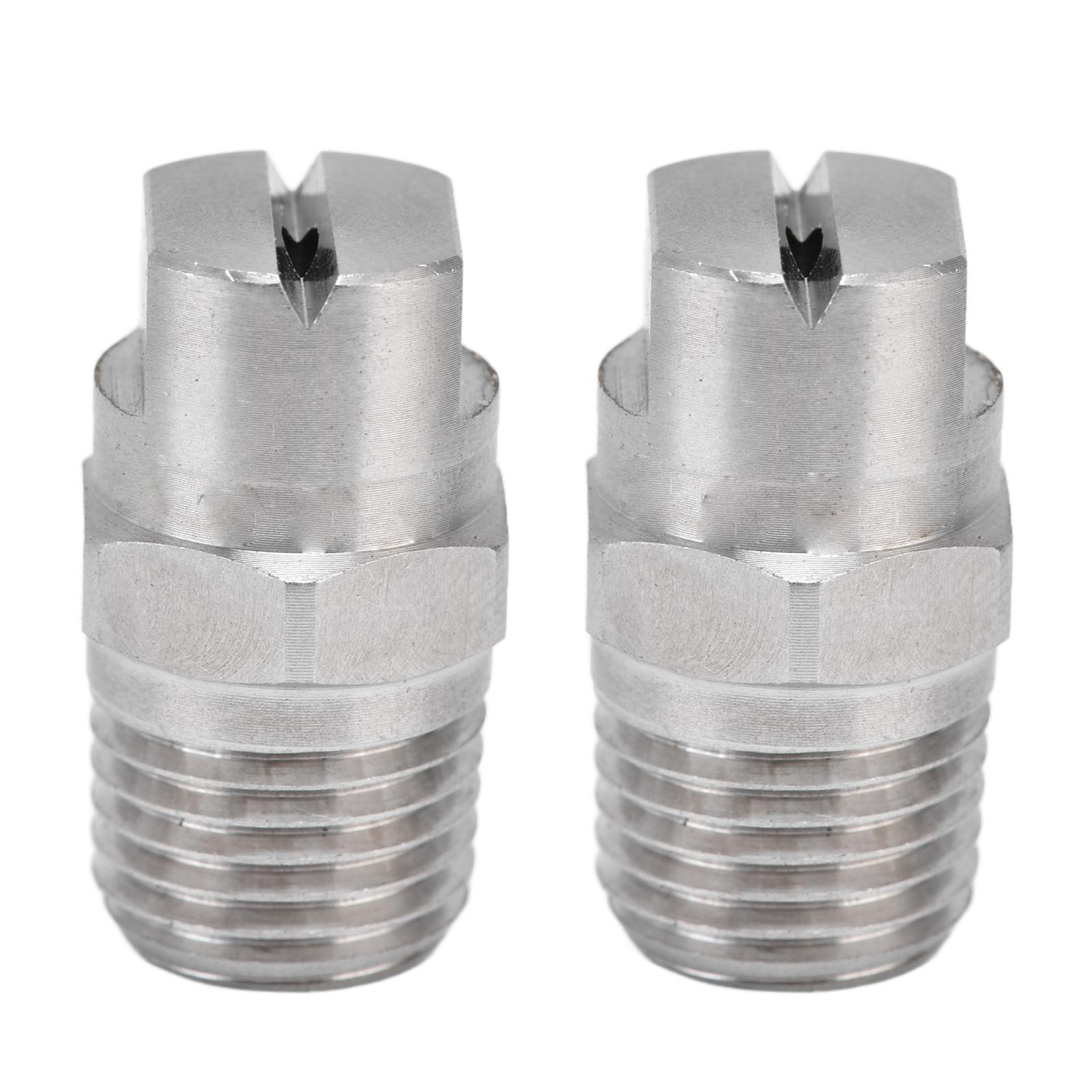 2Pcs Flat Fan Spray Tip Stainless Steel Strong Toughness Durable Adjustable Waterflow Wide Angle Atomizing Nozzle65° Stainless steel
