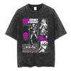 Vintage Washed Anime Jojo Bizarre Adventure T-shirt Giorno Giovanna Manga Graphic T-shirts Men's Clothing Cotton Casual T shirts