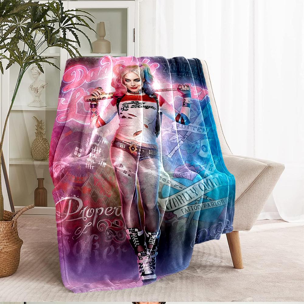 Harley Quinn Theme Printed Blanket - Perfect for Couch, Bed, Travel & Outdoor Use | Machine Washable, Cozy & Durable.