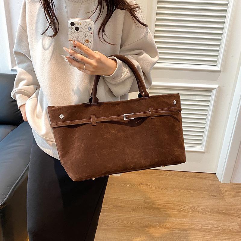 Autumn and Winter Retro Matte Leather Portable Tote Bag Women's New Trendy Large-capacity Commuter Shoulder Bag Underarm Bag