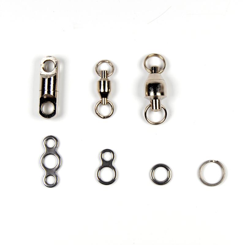 Bimoo Polierter Doppelwirbel mit massivem Ring, 8 Formschlaufen, Angelzubehör, Terminal Tackle für Trolling-Jigs-Haken