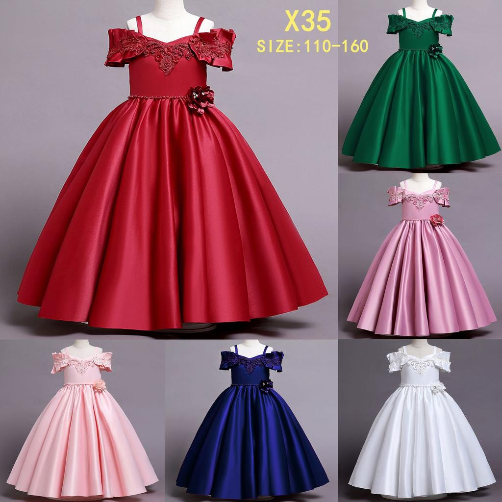 Dívčí šaty pro princeznu Elegantní svatební šaty Plesové večerní šaty s květinovým potiskem Bílá krajka Dívčí večerní šaty k prvnímu přijímání