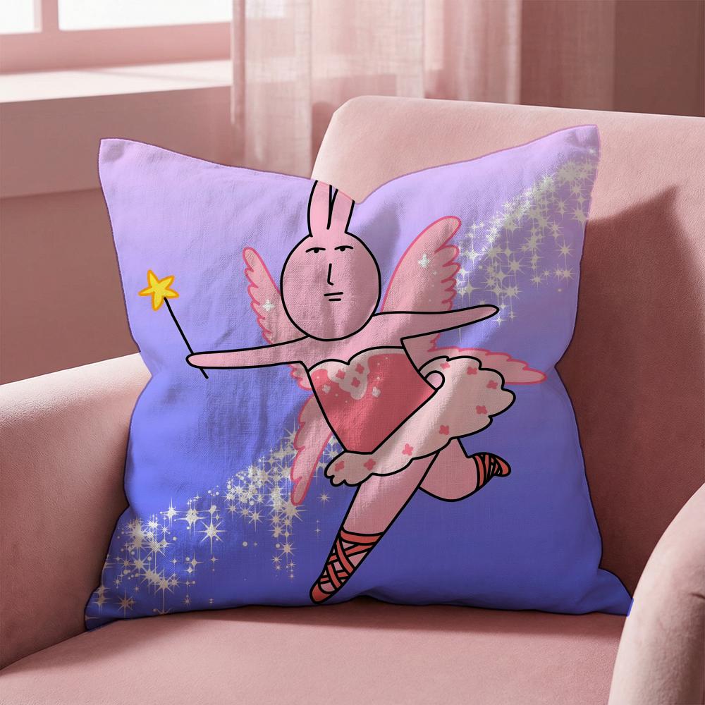 my friend rabbit Cushion Cover Multi-Scene Pillow Cover for Home & Car - Reversible, Soft & Durable for Daily Use