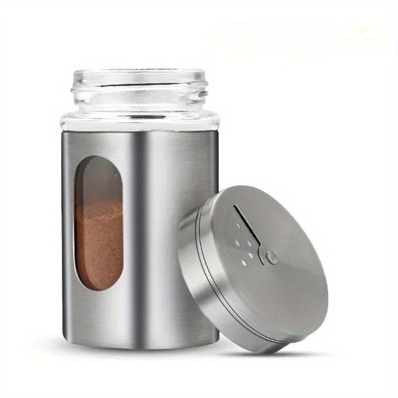 2PCS Stainless Steel Seasoning Bottle Peppercorn Seasoning Bottle Outdoor Barbecue Tools Porous Rotating Lid Seasoning Bottle
