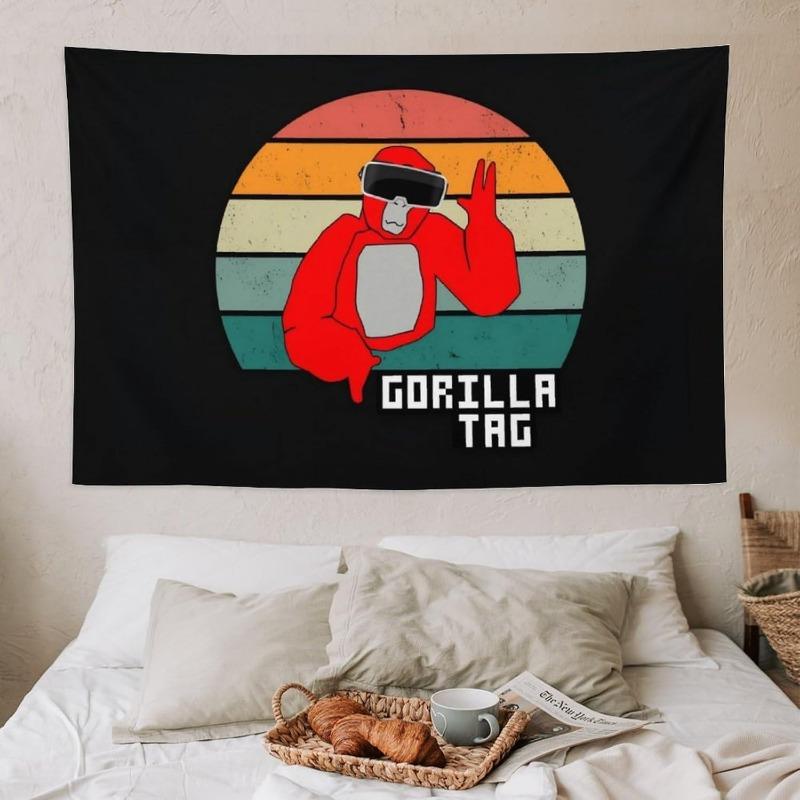 VIKAMA Gorilla Tag Tapestry Retro Pixel Art Design Perfect for Gamer Decor Bedroom Wall Styling and Photo Backdrops 74x94cm(29x37in)