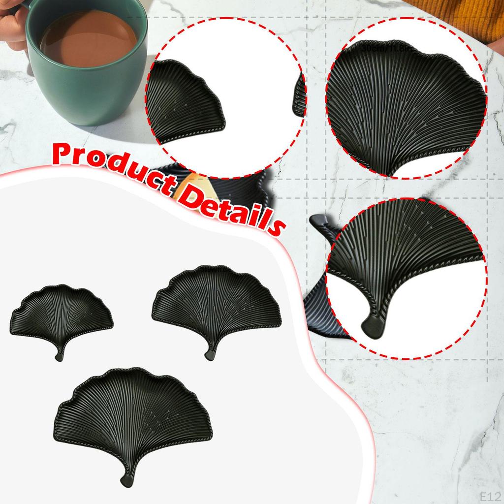 3 Pieces Ginkgo Leaf Dessert Plate Home Tableware Tray Thanksgiving Modern for Cake Sweets Fruit