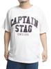 One Colors CAPTAIN STAG Men's Short Sleeve T-Shirt, Vintage Logo Print, Size 5L, White (02)
