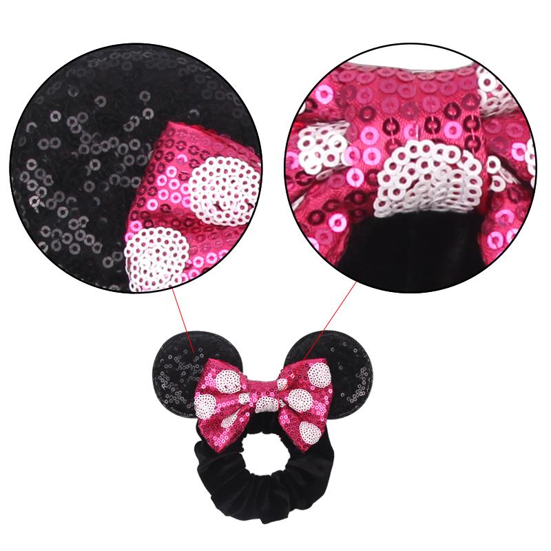 Vánoční Disney Roztomilé Uši Elastické Sametové Čelenky Pro Dívky Flitry 4" Mašle Čelenka Ženy Festivalový Výlet DIY Vlasové Doplňky