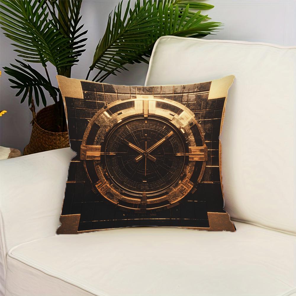 

Black Gold Retro Modern Art Print Pattern Throw Pillow Cover Polyester Cushion Cover Home Decor Pillow Cover with Zipper 16x16Inch