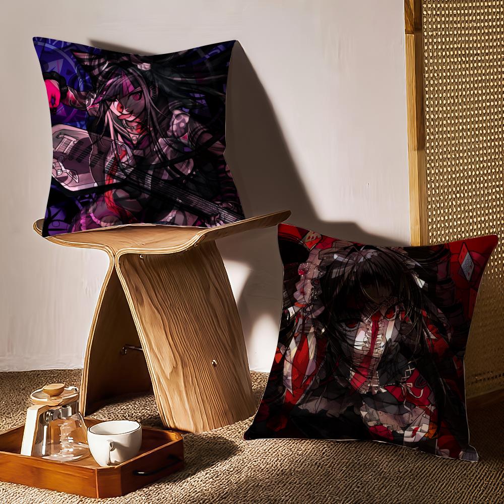 Adventure Puzzle Game D-Danganronpa Pillow Case Double-Sided Printing Short Plush Sofa Cushion Cover Bedroom Bedside Pillow