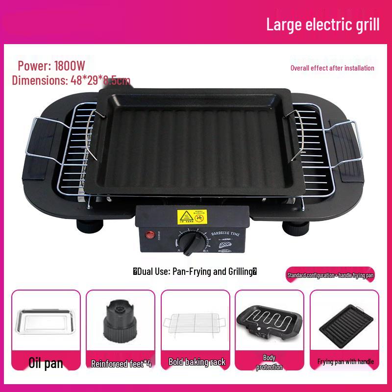 Electric Smokeless Indoor BBQ Grill with Small Griddle