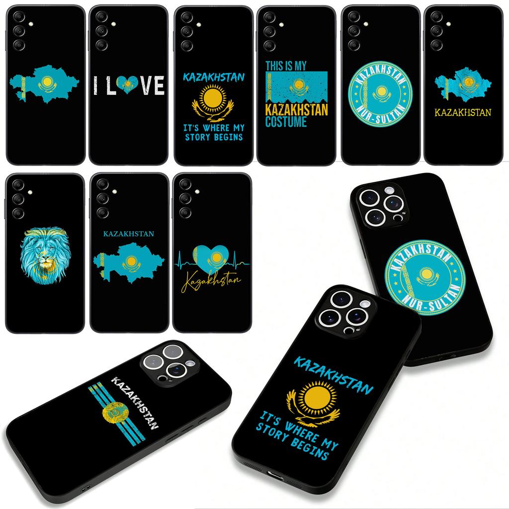 For Samsung Galaxy A25 A37 A57 A12 A14 A31 A41 A50 A51 A70 A71 A72 A21S A04 M15 Note 20 9 8 10 Case Kazakhstan Flag Blue Sun