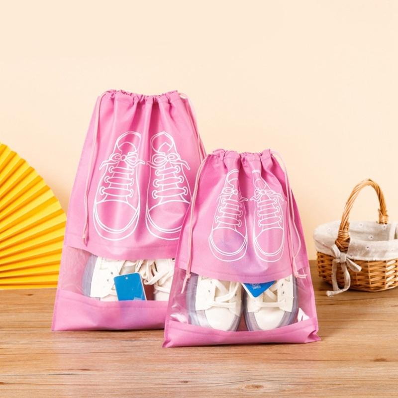 10Pcs/Set Shoe Dust Covers Non-Woven Dustproof Drawstring Clear Storage Bag Travel Pouch Bags Drying Shoes Protect Shoes