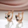 New  Rose Gold Flower Earrings For Women Bling Black Natural Zircon Clip Earrings Fine Elegant Wedding Jewelry