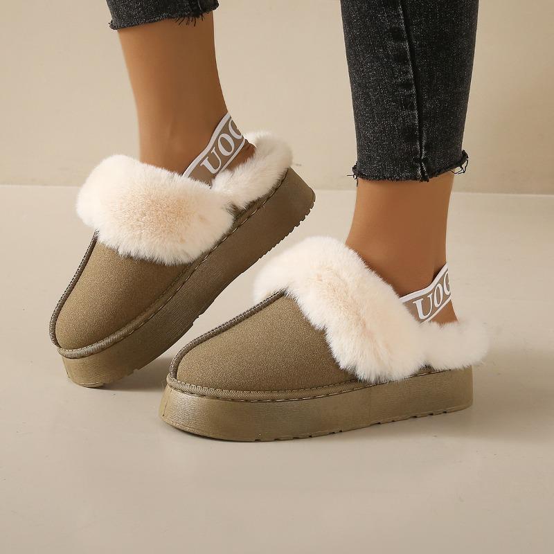 Elastic Autumn and Winter Snow Boots Two Wear Women's Platform Slippers Plush Warm Outside Wear Plush Internet Celebrity Fluffy Sandals