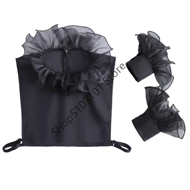 Elegant Detachable Cuffs Lace Collar And Arm Sleeve Set For Women Ruched False Cuffs Sweater Blouse Wrist Warmers