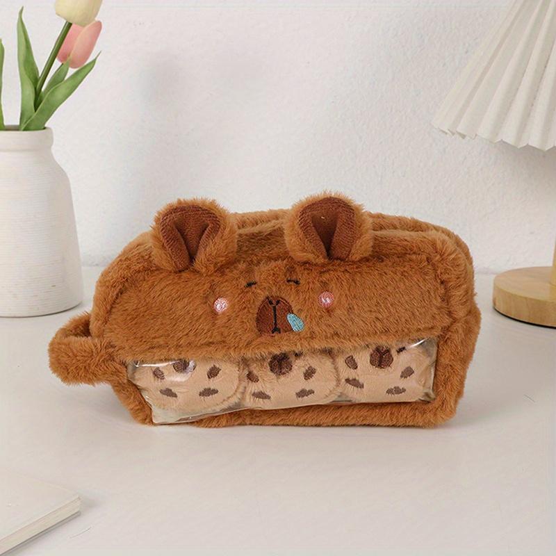 Niedliche Kawaii-Federtasche mit großem Fassungsvermögen, lustige Cartoon-Mode, Capybara-Plüsch-Federmäppchen, Schulbedarf, Geburtstagsgeschenke