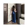 European and American Satin Temperament Backless Dress Women High Sense Birthday Banquet Blue Guest dresses Royal Sister Sheath Skirts