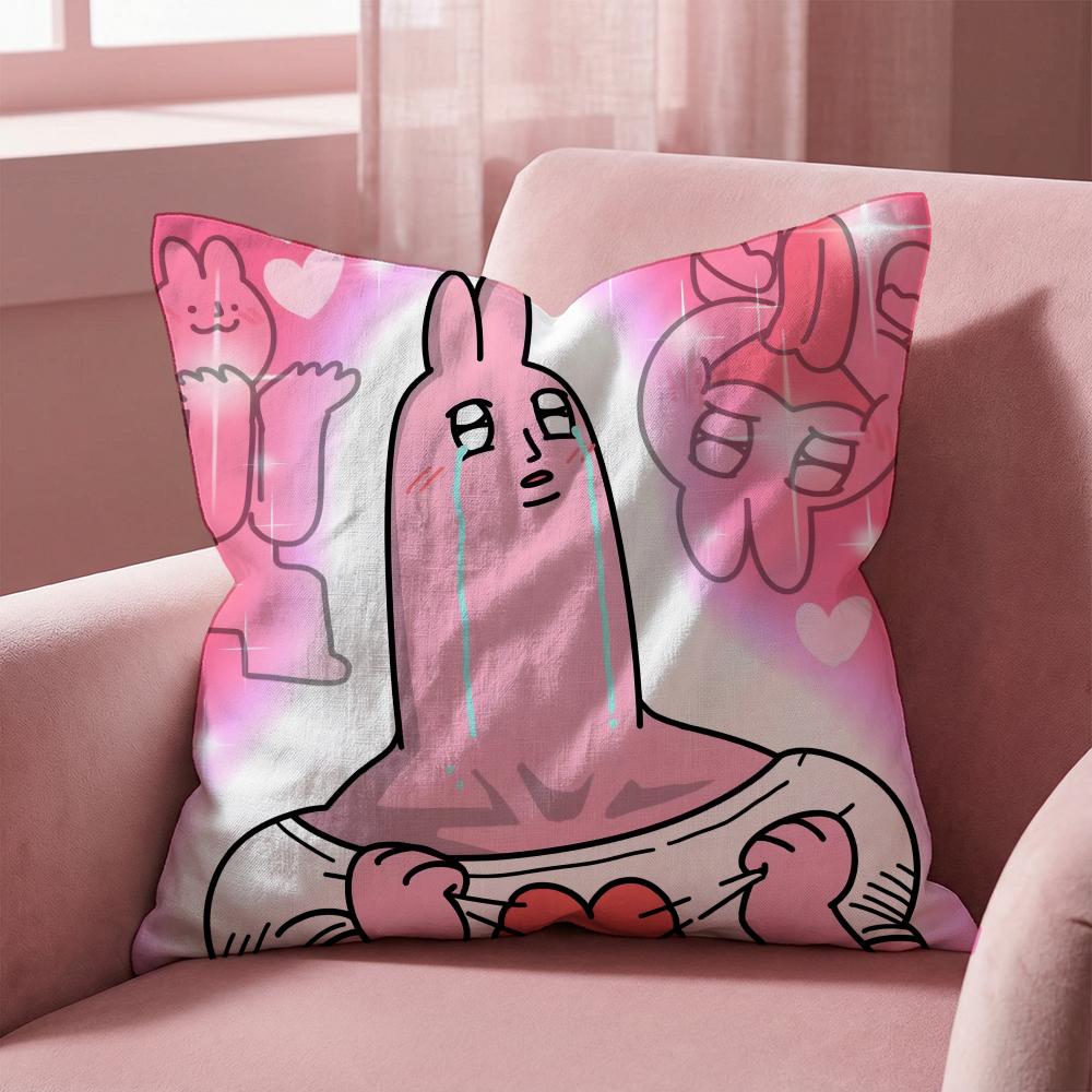 my friend rabbit Cushion Cover Multi-Scene Pillow Cover for Home & Car - Reversible, Soft & Durable for Daily Use