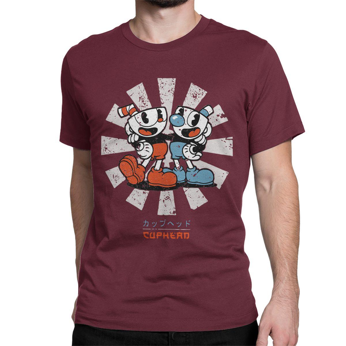 

Men Women s Retro The Cuphead T Shirts Game Anime Pure Cotton Clothing Novelty Short Sleeve Crew Neck Tees New Arrival T-Shirts 2XL