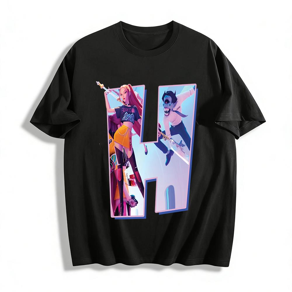 

Cyberpunk Style Demon-Slaying Girl Print T-shirt Trendy Street Loose Casual Top For Men And Women Pure cotton T-shirt XXS